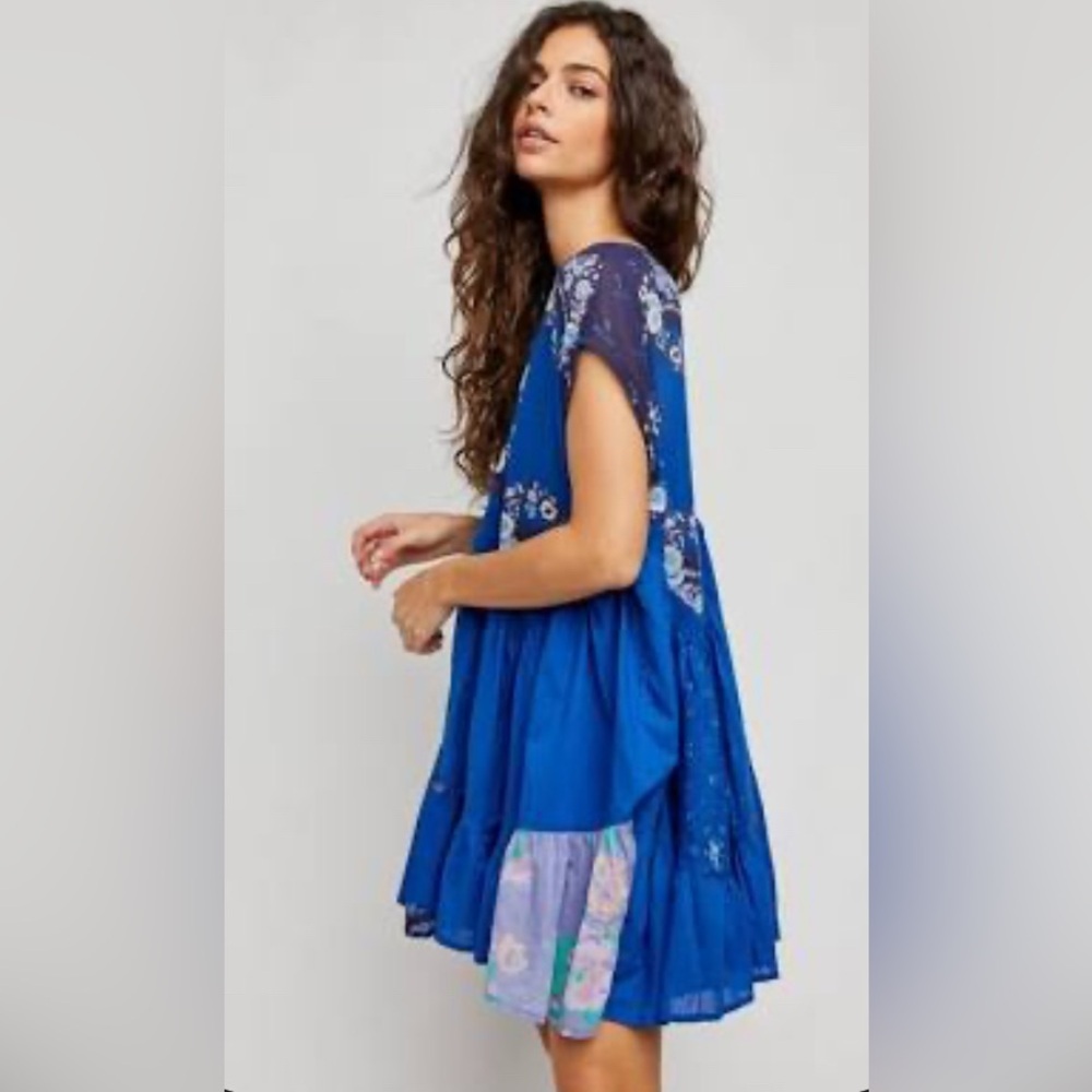 NWT Free People Mended with Scarves Mini Dress in Dark Combo - Size L - *Read* - Picture 2 of 4